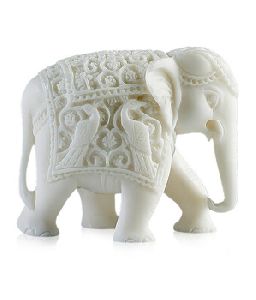 Anshul fashion Handicrafts White Marble Elephant Showpiece