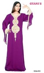 Purple Embroidered Farasha Jalabiya