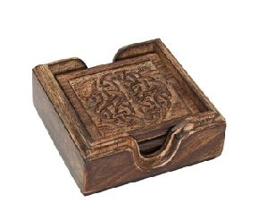 Elegant Set of 4 Hand Carved Coasters