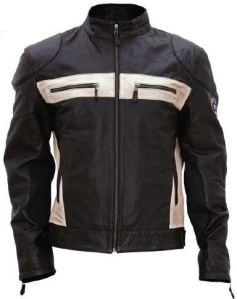 Long Sleeve Round Neck Leather Jacket