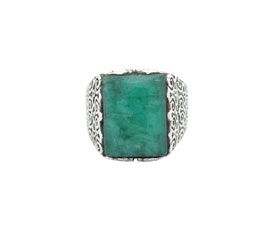 Thick Green Stone Silver Ring