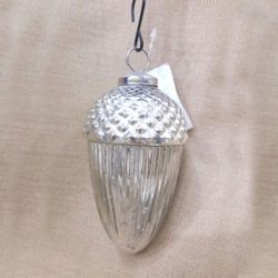 X Mas Tree Decorative Silver Glass Pinecone Hanging Bauble
