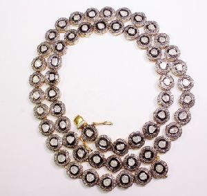925 silver diamond polki necklace