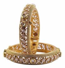 Gold Plated Revers A D Stone Polki Bangle Set