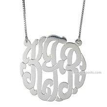 sterling silver monogram 3 Initials Name necklace