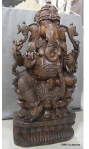 Wooden Ganapathi Statue