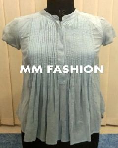 Light blue pin tuck casual tunic