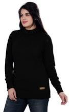 Elegance Cut Black Cotton Womens Turtleneck Sweater