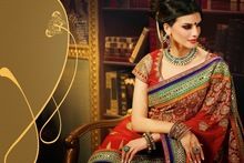 Flawless Red Wedding Embroidered Designer Saree