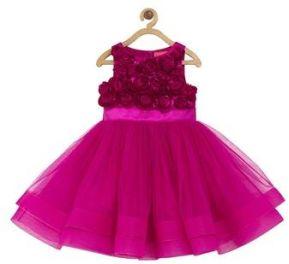 Girls Pink Rosette Party Dress