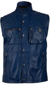 KAVACi Texas - Biker multi purpose Leather vest _ Navy