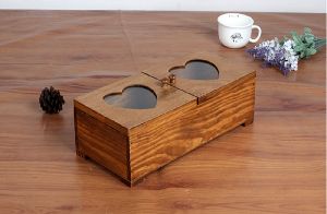 WOODEN TABLE STORAGE BOX WITH HEART-SHAPED