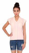 Casual Crap Plain Dyed Women's Peach Top