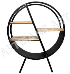 WOOD METAL ROUND BOOKSHELF