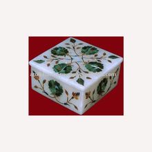 White Marble inlay Box, Decorative Jewelry Box