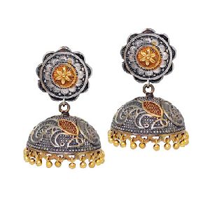 Jaipur Mart Oxidised Gold Jhumka Earring