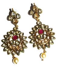 Sterling Silver Overlay Gold Plated 60gm Polki Earring