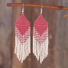 red seed bead Earring