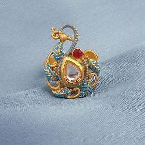 1504731B Tip Top Fashions AD Kundan Adjustable Copper Ring