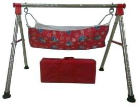 Silver And Red Foldable Cradle