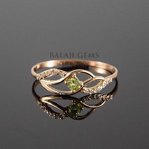 Natural Peridot and White Topaz Jewelry Rings