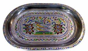 PD Craft STAINLESS STEEL MEENAKARI DECORATIVE TRAY