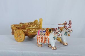 PD Craft Wooden Bullock cart Show piece