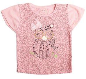 PINK TOP WITH A CAT PRINT AND 3-D BOW