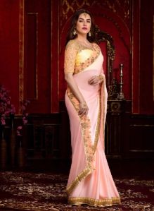 Satin Embroidered Saree