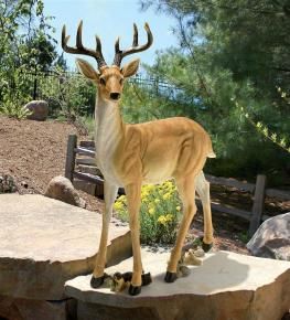 Fiber Woodland Buck Deer Statue