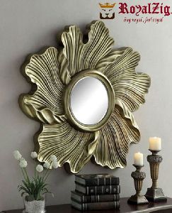 Round Flower Wooden Mirror Frame