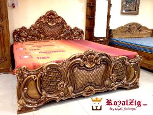 Solid Wood Bed Carved French Style