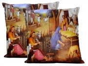 A Multicolor Silk Pillow Women Digital Print Sofa Cushion Cover