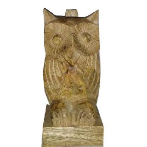 Wooden Yellow Owl Shape Spectacle Stand