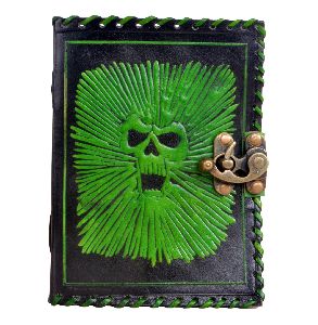 Skull Embossed Green With Black Antique Diary Journal