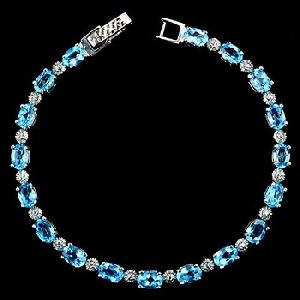 Fluorescence natural blue topaz gemstone bracelet