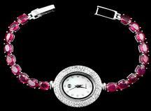 sterling silver ruby gemstone tennis watch bracelet
