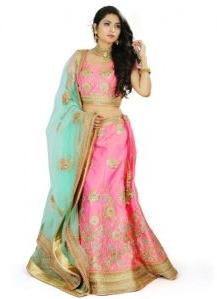 peach embroidery lehenga