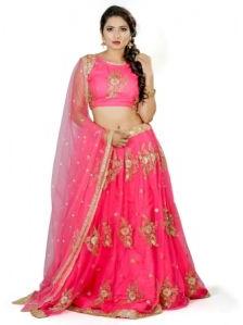 Pink Color Net Lehenga Choli With Dupatta