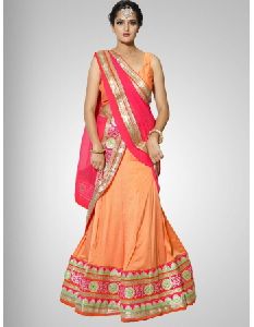 Traditional Peach Lehenga with Pink Dupatta