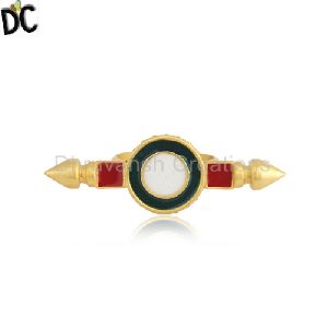 Yellow Gold Plated 925 Silver Plain Enamel Ring