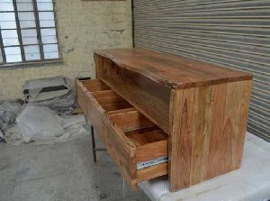 Wooden Live Edge Designer Storage Cabinet