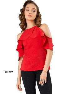 WT Red S Size Heavy American Crepe Designer Western Tops Collection