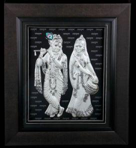 Silver Radha Krishna Frame With Led Light