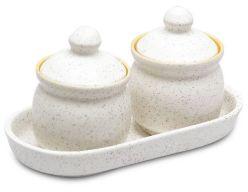 White Matte Ceramic Pickle Set