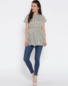 Women Grey Geometrical Top