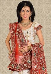 White Net A-Line Lehenga Choli with Dupatta