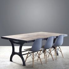 Industrial New Steel Dining Table on Cast Iron Legs