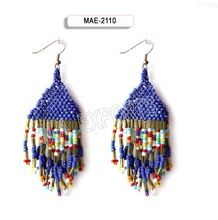 Blue color seed glass beads earring