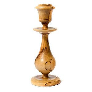 Carved Wooden Candle Holde